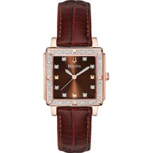 Bulova Women's 98r134 Brown Dial 24 Diamond Strap Watch