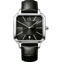 Calvin Klein Men's K1U21107 Black Crocodile Leather Swiss Quartz Watch