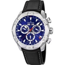 Candino Men's Quartz Watch With Blue Dial Chronograph Display And Black Leather Strap C4476/2