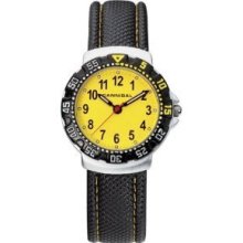 Cannibal Kid's Quartz Watch With Yellow Dial Analogue Display And Black Plastic Or Pu Strap Cj091-18