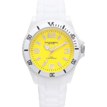 Cannibal Unisex Quartz Watch With Yellow Dial Analogue Display And White Silicone Strap Cj209-01F