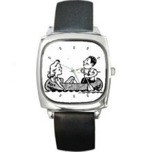 Canoe Couple Man Woman Unisex Square Wrist Watch