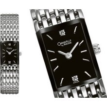 Caravelle By Bulova 43p005 Diamond Women Steel Black Dial Watch 30m