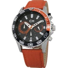 Carlo Monti Avellino Men's Quartz Watch With Black Dial Chronograph Display And Orange Fabric Strap Cm509-124A