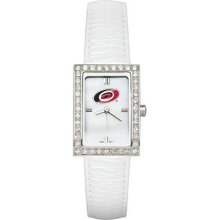 Carolina Hurricanes Women's Allure Watch with White Leather Strap