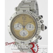 Cartier 38mm Pasha Chrono - Old Style Steel On Bracelet With Yellow Dial