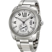 Cartier Calibre Men's Silver Dial Steel Bracelet Automatic Watch W7100015