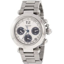 Cartier Pasha Mens Automatic Chrono Chronograph 2412 Watch Stainless Steel