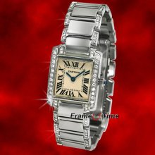 Cartier Tank Francaise Ladies Full Diamond Bracelet Ss Steel Watch W51008q3