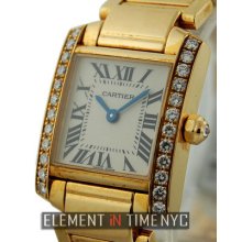 Cartier Tank Francaise Ladies Factory Diamonds 18k Yellow Gold 20mm We1001r8