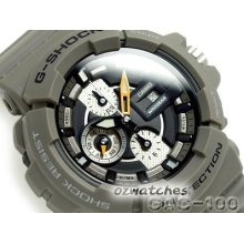 Casio G-shock 35mm Bold Face Gac-100 Gac-100-8adr Grey Chronograph Analog Hand