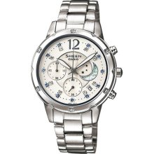 Casio Sheen Ladies Chronograph White Dial Analog Dress Watch She-5017d-7a