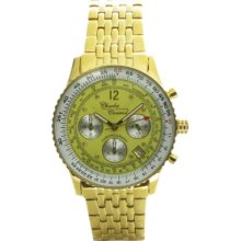 CC-0102G Charles Conrad Mens Air Commander Yellow Dial Chronograph Wat...