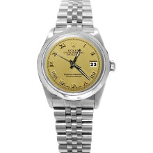 Champagne roman dial rolex date just SS jubilee bracelet perpetual watch - Silver - Stainless Steel