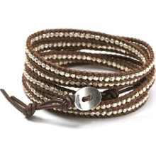 Chan Luu Sterling Silver Nugget Leather Wrap Bracelet