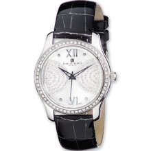 Charles Hubert Ladies Stainless Steel Silver Dial Black Leather Watch XWA3281