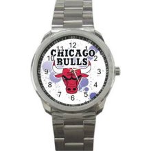 Chicago Bulls Unisex Silver-Tone Sports Metal Watch 04