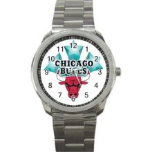 Chicago Bulls Unisex Silver-Tone Sports Metal Watch 02