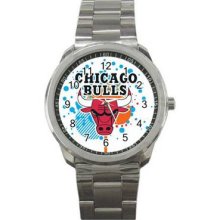 Chicago Bulls Unisex Silver-Tone Sports Metal Watch 05