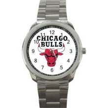 Chicago Bulls Unisex Silver-Tone Sports Metal Watch 10