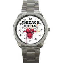 Chicago Bulls Unisex Silver-Tone Sports Metal Watch 06