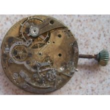 Chronograph Pocket Watch Movement Parts 43 Mm. In Diameter Some Parts Missing