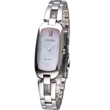 Citizen L Lady Solar Sapphire Dress Watch Pearl Dial Ex1100-51d Made In Japan