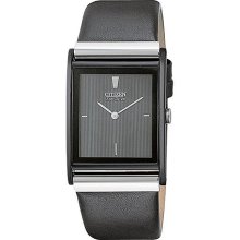 Citizen Men's Eco-Drive Black Leather Strap Watch