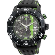 Citizen Mens Eco-Drive Primo Chronograph Stainless Watch - Black Leather Strap - Multicolor Dial - CA0467-20H