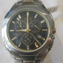 Citizen Men's Eco Drive Stainless Steel Two Tone Chronograph Watch At0884-59e