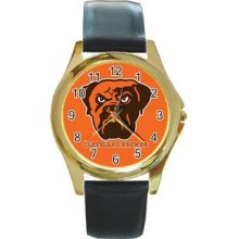 Cleveland BrownsUnisex Gold-Tone Round Metal Watch 02