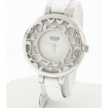 Coach Women's Signature Collection White Patented Leather Band Quartz Watch