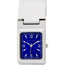 Colibri Quartz Mens Classic Silver Tone Blue Dial Money Clip Watch New