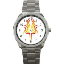 Colored Tattoo Unisex Silver-Tone Sports Metal Watch 09