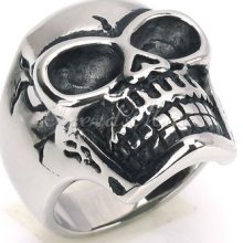 Cool Mens Boys 316l Stainless Steel Skull Rock Ring Size Us 7-13