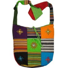 Cotton Canvas Mirror Patch Bohemian Hippie Sling Cross Body Bag India