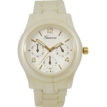 Cream Acrylic Geneva Watch For Women