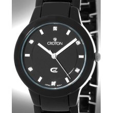 Croton Cx2 Ladies Swarovski Crystal Timepiece -dark Velvet Black Face & Bracelet