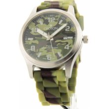 Croton Men's Quartz Calendar Camo Water Resistant Stainless Steel And Rubber