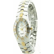 Croton Womens Two-Tone Brass MOP Diamond Dress Watch CN207367TTMP