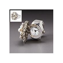 Crystal & Pearl Stretch Watch Ring by Lenox