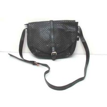 Cut Out Black Leopard Print Lining Messenger Cross Body Leather Shoulder Bag