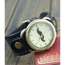 Cute Mustache Print Watch-black