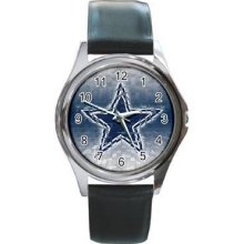 Dallas CowboysUnisex Silver-Tone Round Metal Watch 05