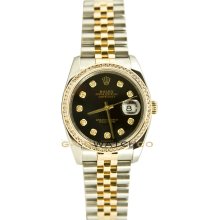 Datejust 116233 Steel Gold Jubilee Black Diamond Dial & Bezel