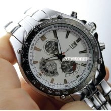 Dial Water Quartz Hours Date Silver Hand Sport Men Steel Wrist Watch C014ww