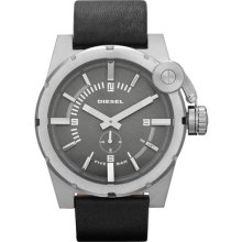 DIESEL Advanced Men's Black Leather Gunmetal Grey Dial Watch DZ4271