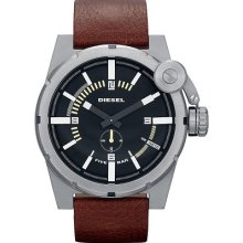 DIESEL Advanced Men's Brown Leather Black Dial Oversized Watch DZ4270