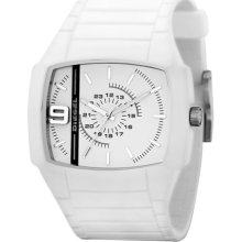 DIESEL 'Trojan' Silicone Strap Watch, 48mm x 43mm White