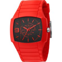 DIESEL 'Trojan' Silicone Strap Watch, 48mm x 43mm Red